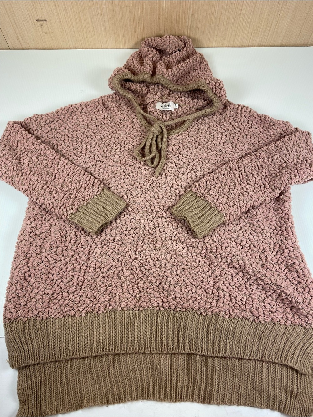 M Girls Pink Popcorn Chenille Hoodie Sweater Oversized Cozy Small